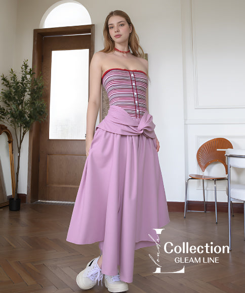 Twist Stripe Bustier Dress
